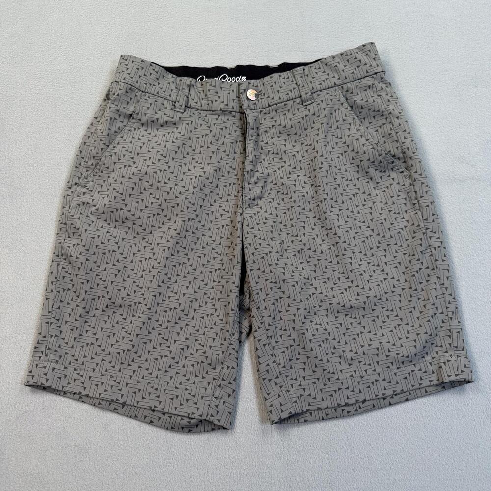 Good Good Golf Shorts Mens 28 Gray Geometric 9 Inseam Performance Stretch